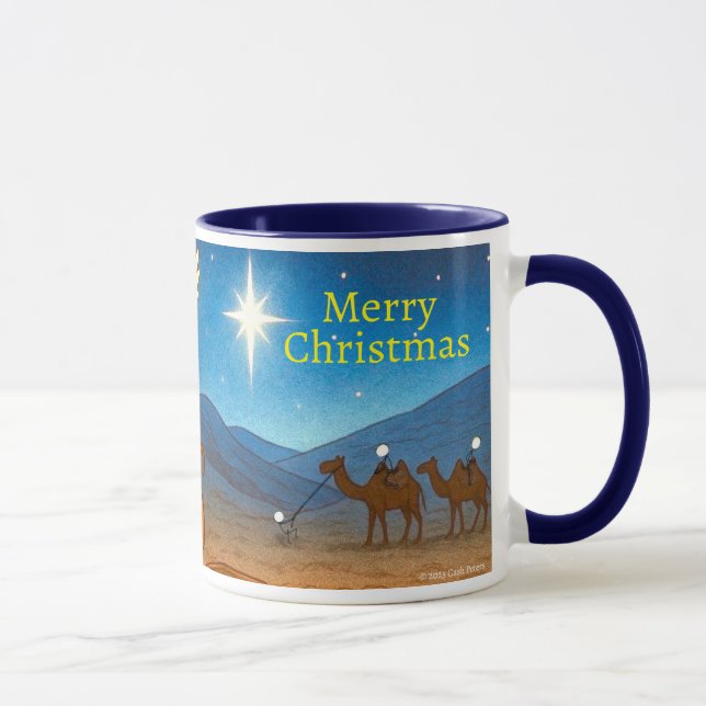 Taza de café de noche santa selfie Navidad 11 oz (Derecha)