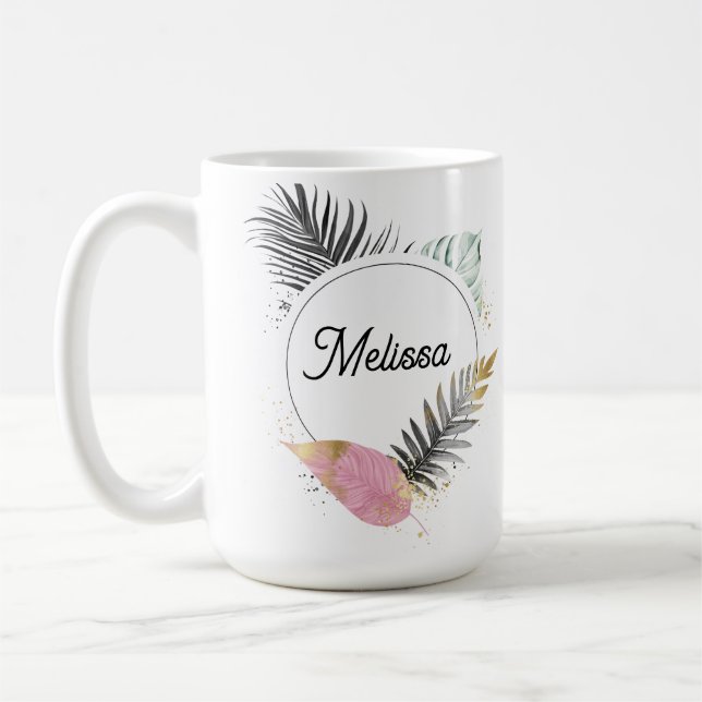 Taza De Café De Nombre Personalizado Tropical (Izquierda)
