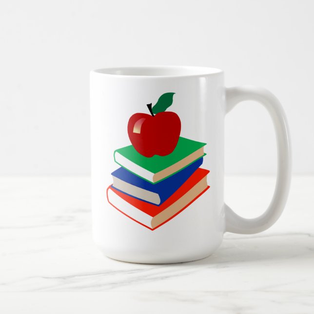 Taza De Café De nuevo a escuela, a los libros y a Apple (Derecha)