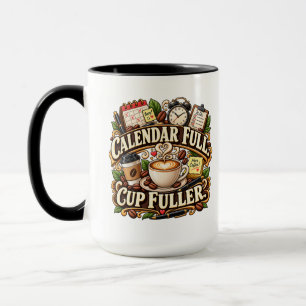 Taza de café de oficina calendario lleno más lleno