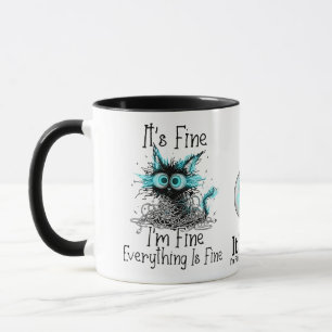Taza de café de oficina Todo está bien Gato divert