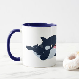 Taza de café de orca bebé de dibujos animados lind