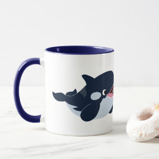 Taza de café de orca bebé de dibujos animados lind