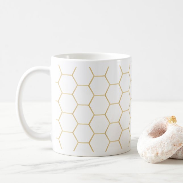Taza de café de oro del panal (Con donut)