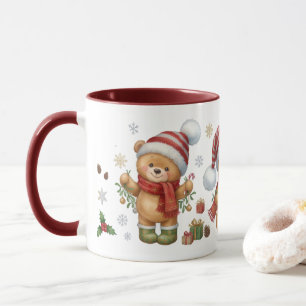 Taza de café de osito de peluche de invierno con a