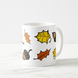 Taza de café de otoño - Hojas y bellotas