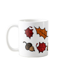 Taza de café de otoño - Hojas y bellotas