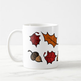 Taza de café de otoño - Hojas y bellotas