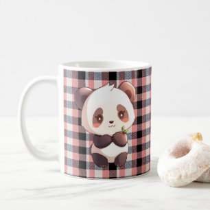 Taza de café de Panda adorable, taza de cuadros de