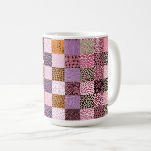 Taza de Café de Parche Cuadros Rosa ☕💖