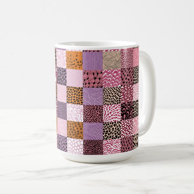 Taza de Café de Parche Cuadros Rosa ☕💖 (Anverso derecho)