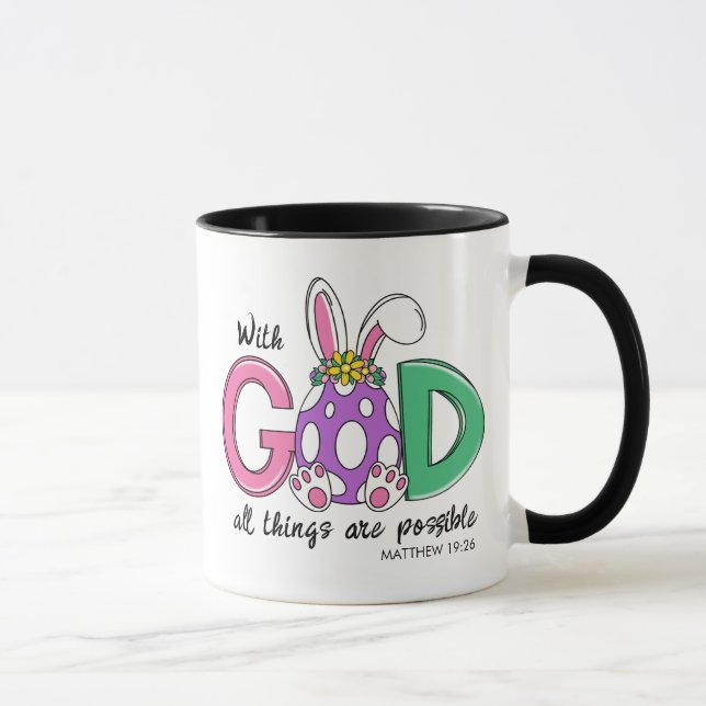 Taza de café de Pascua con Dios Todo es Posible (Derecha)