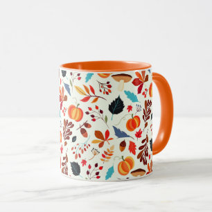 Taza de café de patrón de otoño Hojas de otoño