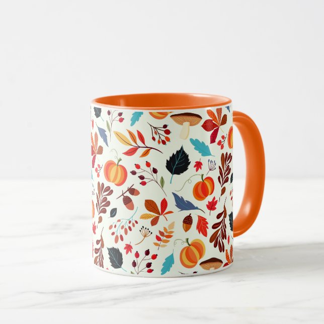 Taza de café de patrón de otoño Hojas de otoño (Anverso derecho)