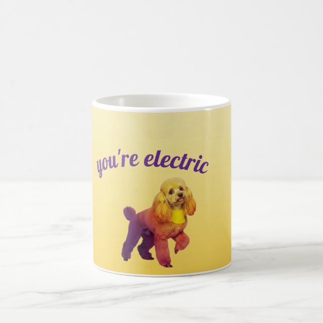 Taza de café de perro caniche eléctrico Pop Art (Centro)