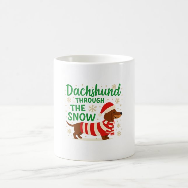 Taza de café de perro salchicha de Navidad (Centro)