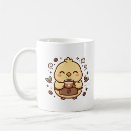 Taza de café de pollito lindo personaje Kawaii