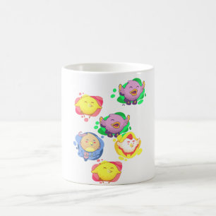 Taza de café de pollitos cantores de colores lindo
