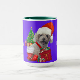 Taza de café de Poodle de Navidad Felices Fiestas