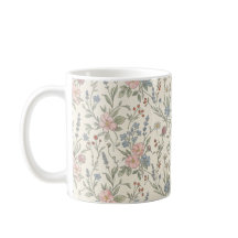 Taza de café de pradera de flores silvestres botán