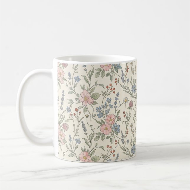 Taza de café de pradera de flores silvestres botán (Izquierda)