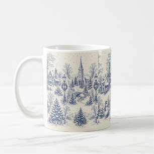 Taza de café de pueblo invernal Iglesia nevada reg