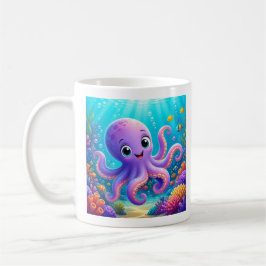 Taza de café de pulpo morado divertido
