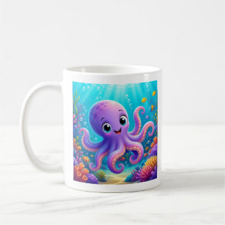 Taza de café de pulpo morado divertido