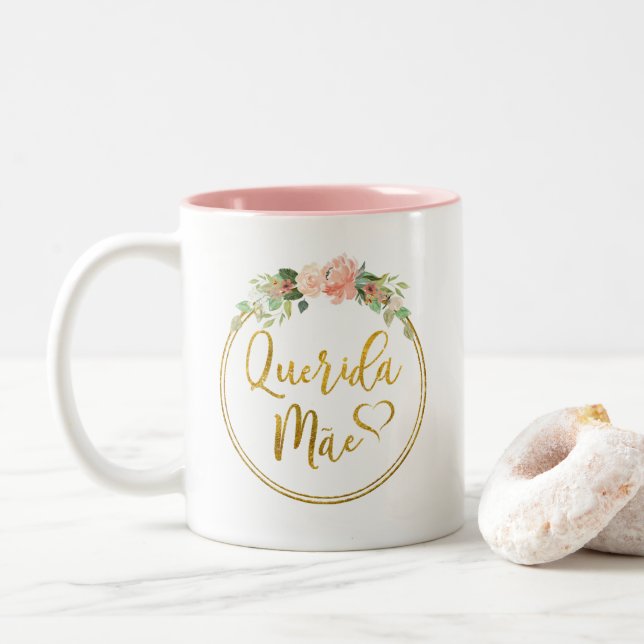 Taza de café de Querida Mãe - portugués (Con donut)