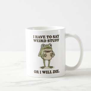 Taza de café de rana con cosas raras que tengo que