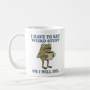 Taza de café de rana con cosas raras que tengo que
