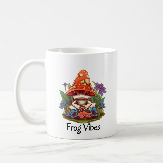 Taza de café de rana de hongo caprichosa (Izquierda)