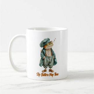 Taza de café de rana vintage soñolienta