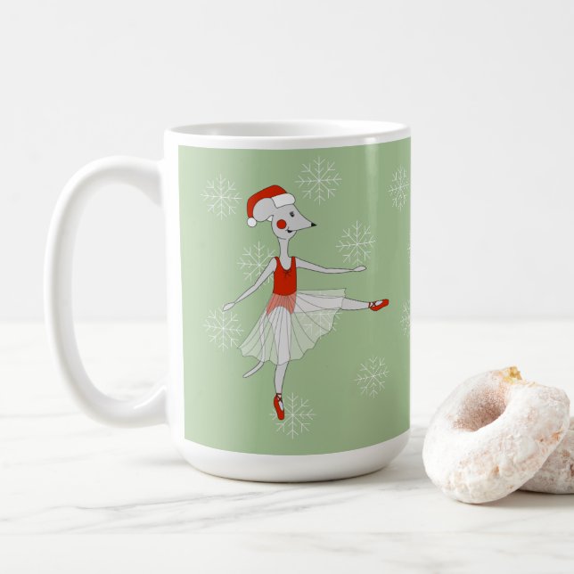 Taza de café de Ratona Bailarina Navidad Copos de  (Con donut)
