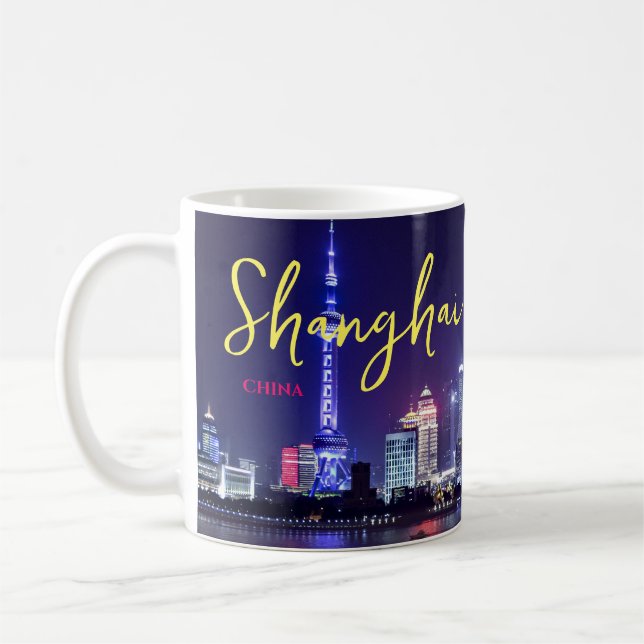 Taza de café de recuerdo de Shanghai China Regalo (Izquierda)