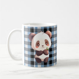 Taza de café de regalo a cuadros Kawaii Panda Blue