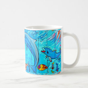 taza de café de risa de los delfínes