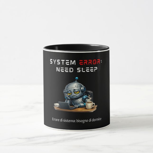 Taza de café de robot divertido (Centro)