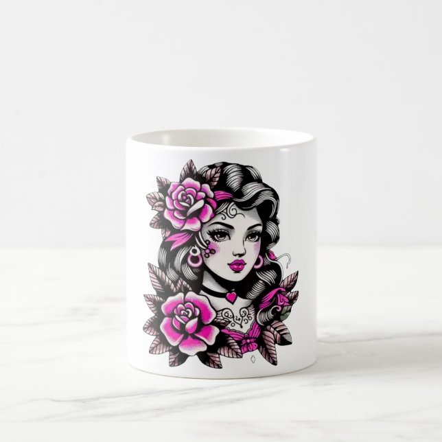 Taza de café de Rosas de Mujer (Centro)