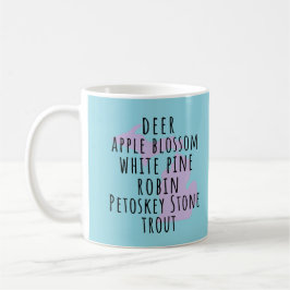 Taza De Café De Símbolos De Michigan Simple Texto