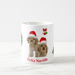 Taza de café de spaniel de Cocker de Navidad
