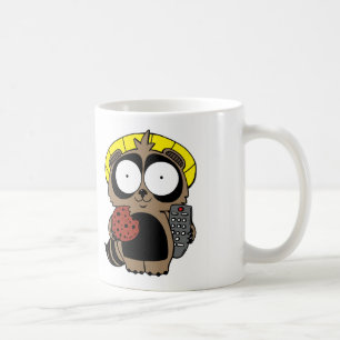 Taza de café de Tanuki del pollo frito y del sush