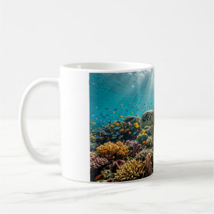 Taza de café de tortuga marina verde deslizándose
