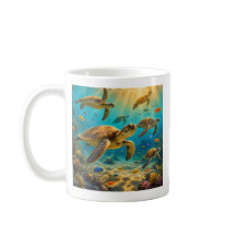 Taza de café de tortugas marinas divertidas