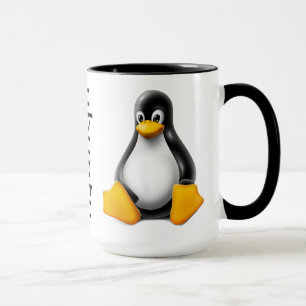 Taza de café de Ubuntu con el logotipo y Tux