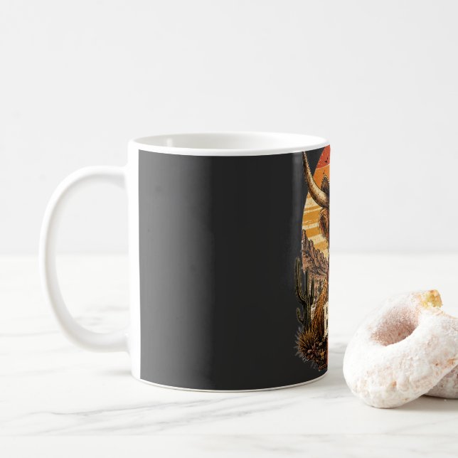 Taza de café de vaca de las Tierras Altas rústicas (Con donut)