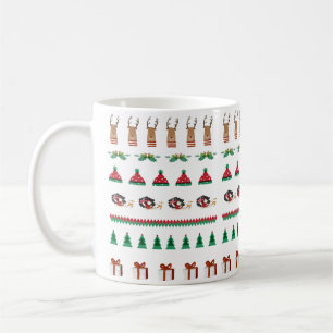 Taza de café de vacaciones de Navidad roja y verde