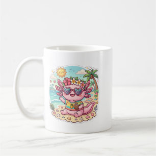 Taza de café de vacaciones de verano de axolotl de