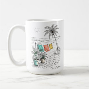 Taza De Café De Vacaciones en una Playa Tropical Fuera de la Of