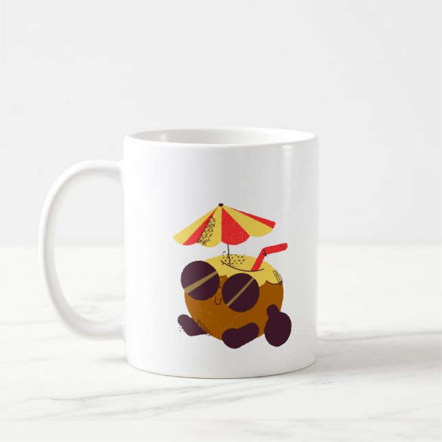 Taza de café de verano con bebida de coco linda (Izquierda)